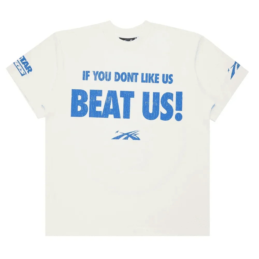 Hellstar Beat Us! T-shirt White/Blue - AFV Clothes