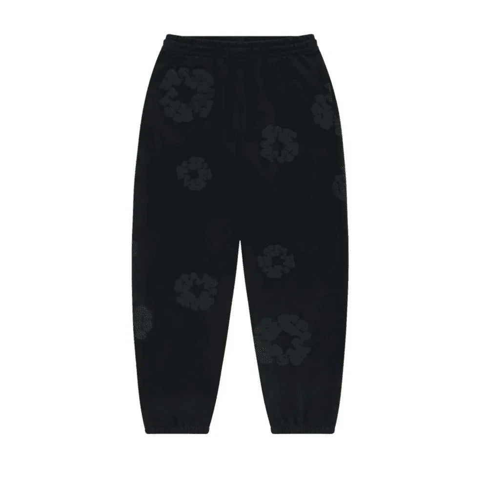 Denim Tears Cotton Wreath Sweatpants Black Monochrome - AFV Clothes