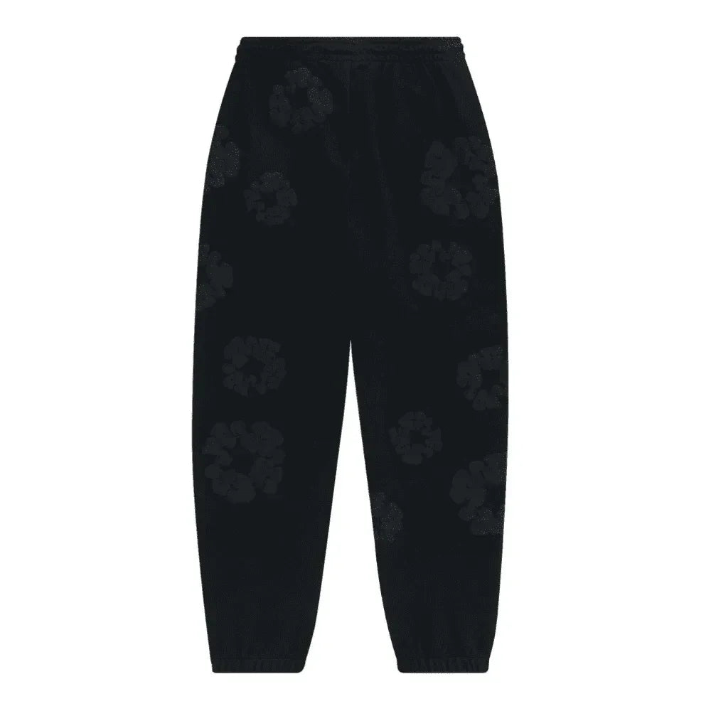Denim Tears Cotton Wreath Sweatpants Black Monochrome - AFV Clothes