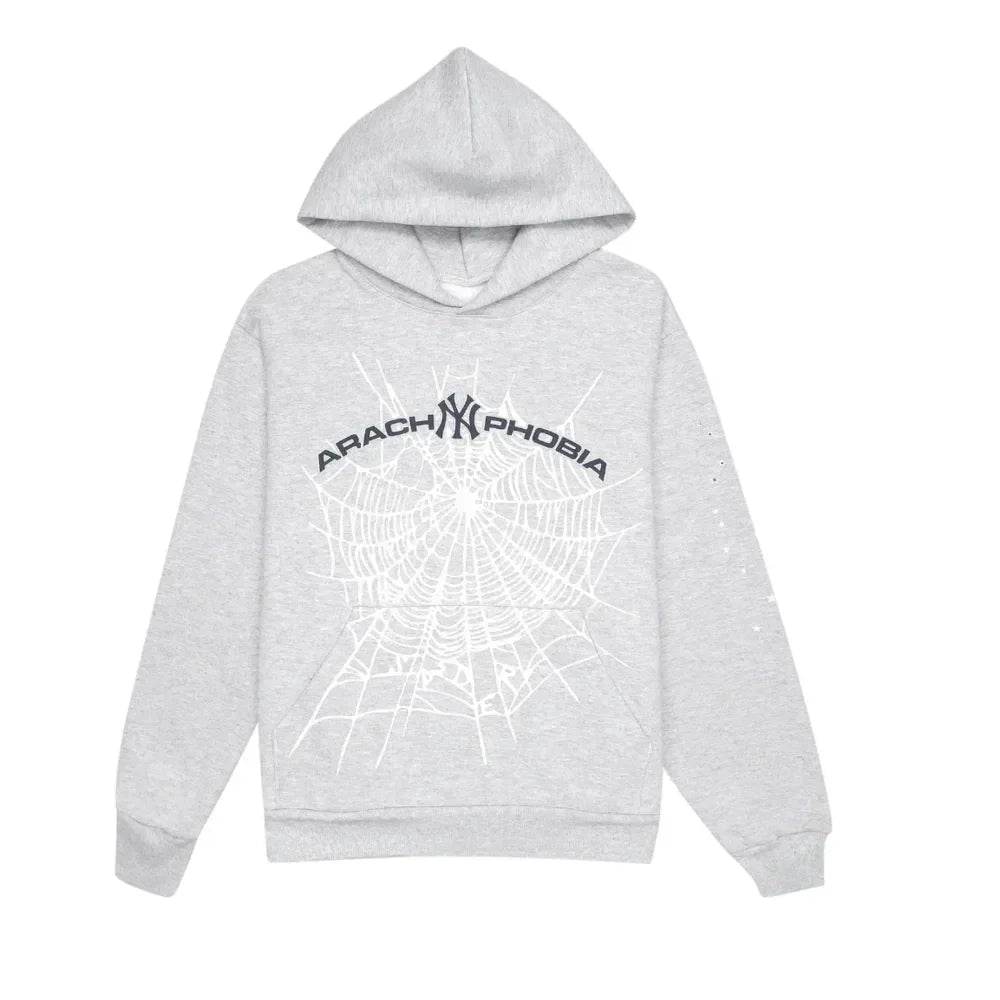 Sp5der Arach NY Phobia Hoodie Ash Grey - AFV Clothes